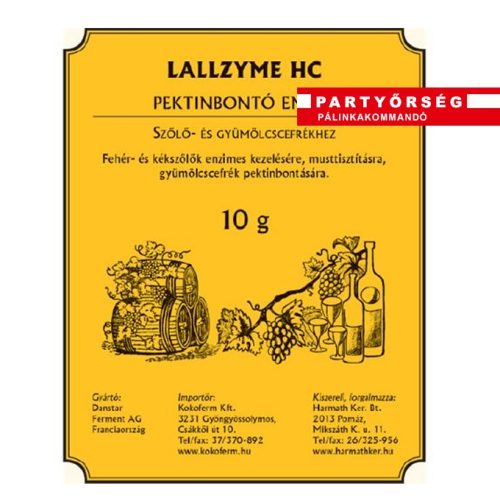 LaLLzyme HC pektinbontó enzim alkalmas a pálinkacefrében lévő gyümölcsök pektinbontására.